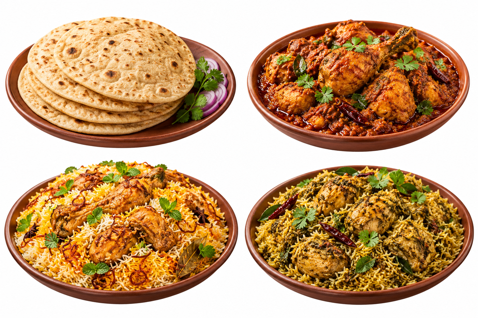 4 Pulka + Chicken Rayalaseema + Dum Biryani + Goungura Chicken Biryani