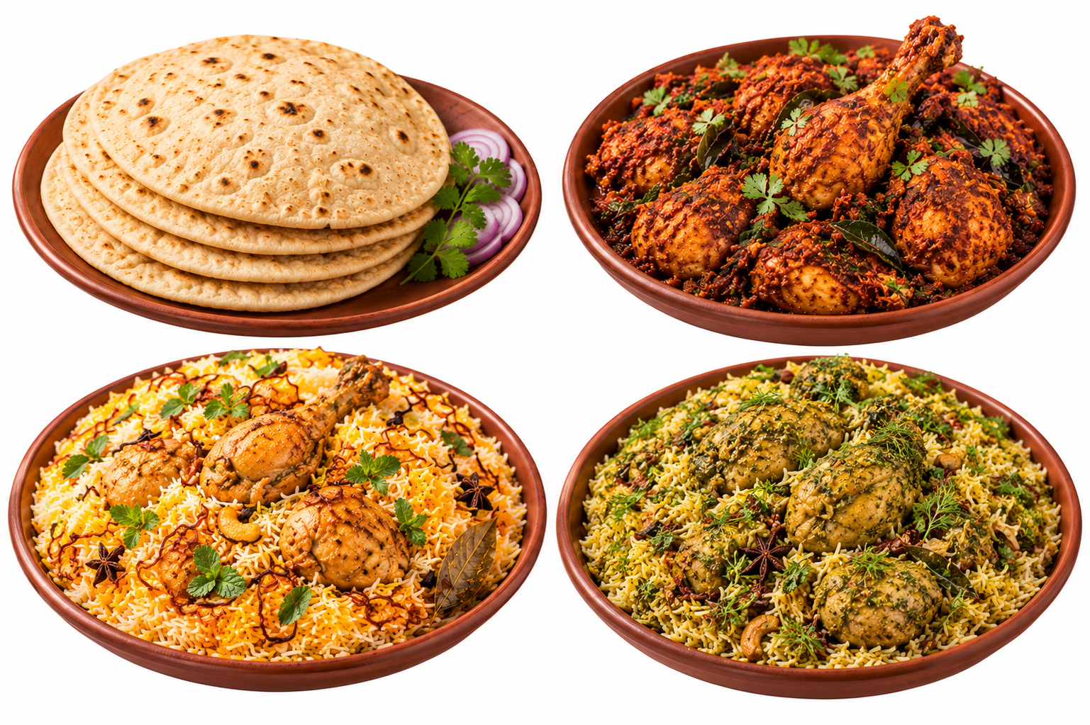 4 Pulka + Chicken Roast + Dum Biryani + Dillkush Biryani